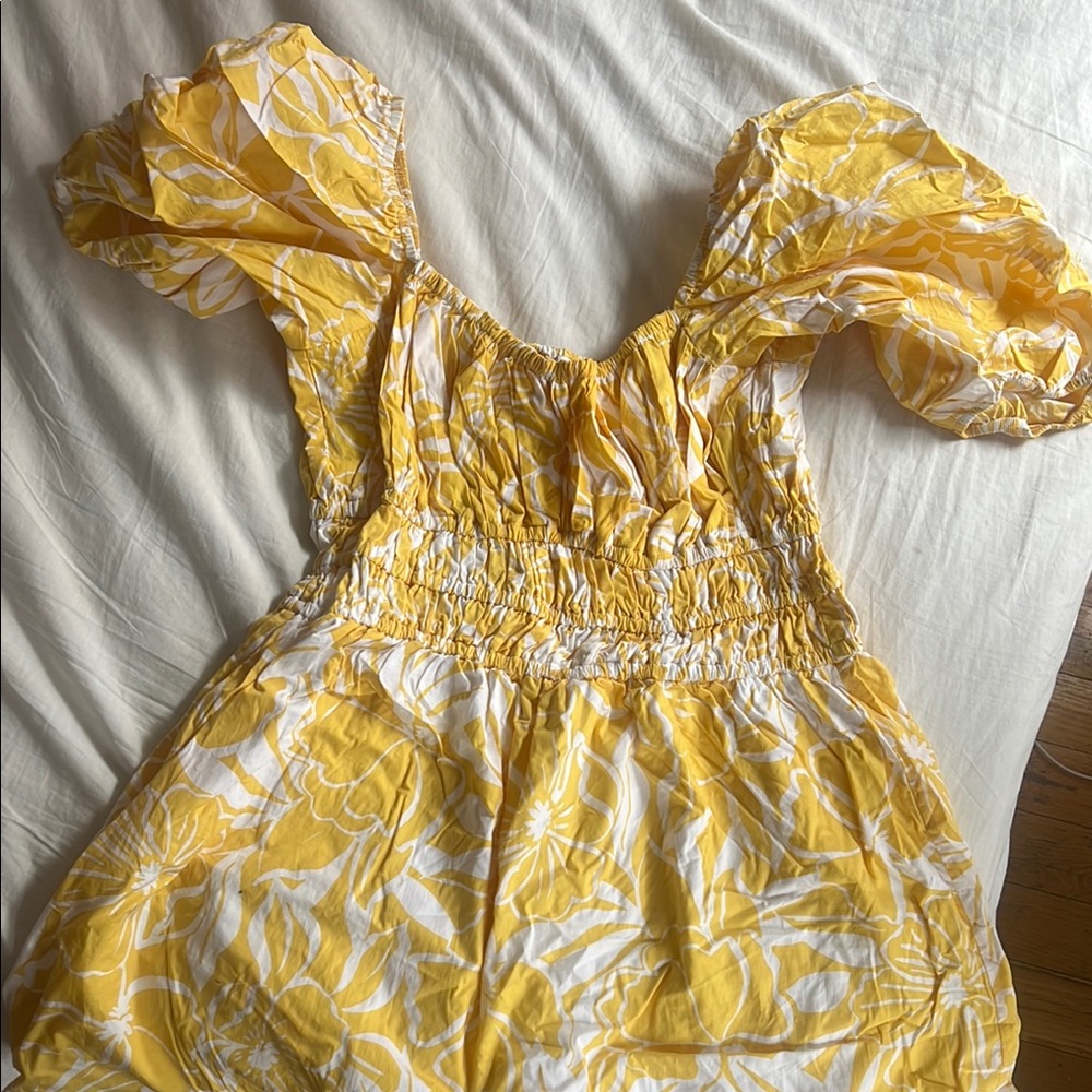 Faithfull the Brand Yellow Floral Mini Dress 12/XXL